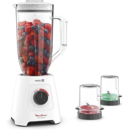 Mixeur Blender Moulinex 2.8 Litres 600 W – Blanc + 2 AccessoireS – LM458127 –