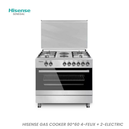 HISENSE GAS COOKER 90*60 4-FEUX + 2-ELECTRIC