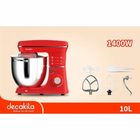 Mixeur Decakila Stand 10 Litres KEMX017R– 1400W, Cuve en Acier Inoxydable, 6 Vitesses, Idéal pour les Préparations Culinaires